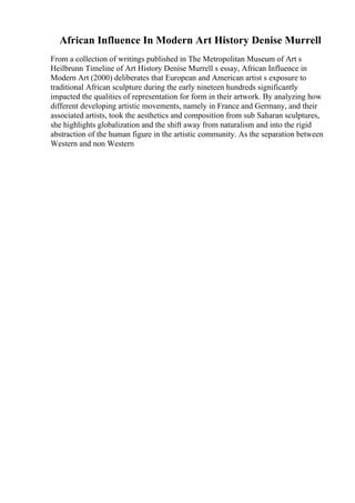 Analyzing The African Aesthetics Essay .